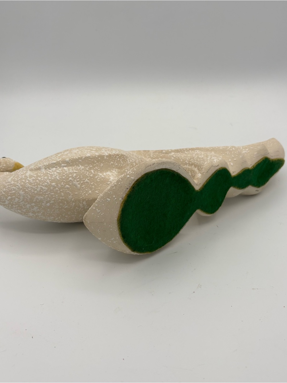 Vintage 12” MCM White Texture California Pottery Bird Peacock Spatterware Decor - Picture 3 of 5